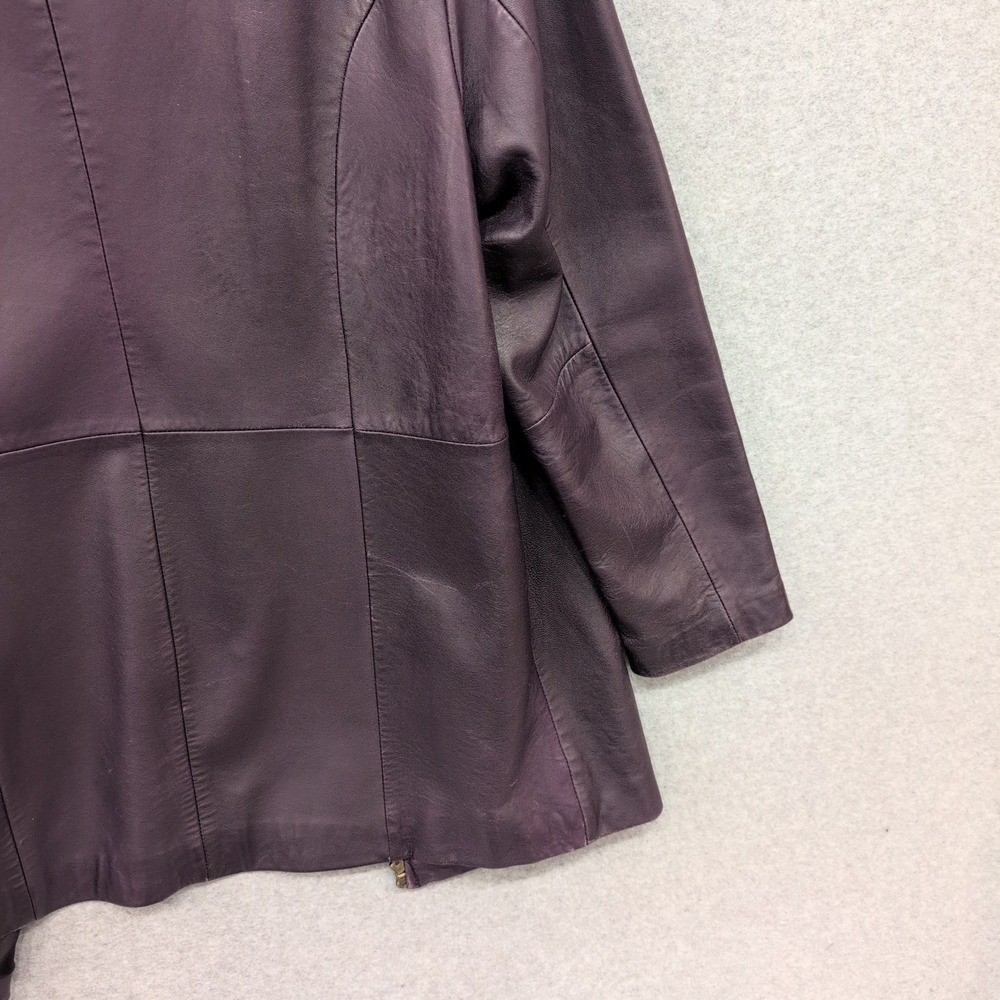 Centigrade Leather Purple Full Zip Jacket Womens Large Plum Genuine Leather Coat - Picture 11 of 12